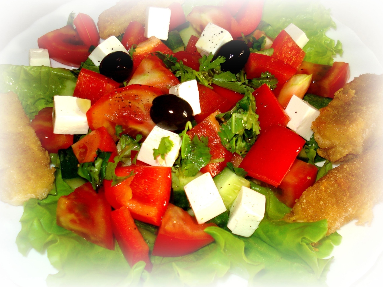 Greek Salad with Fried Cheese