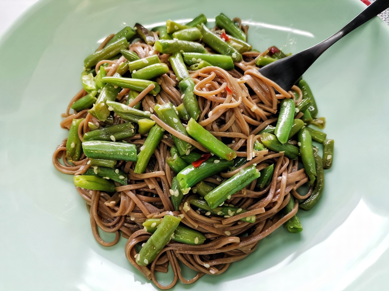 Buckwheat Noodles with Beans