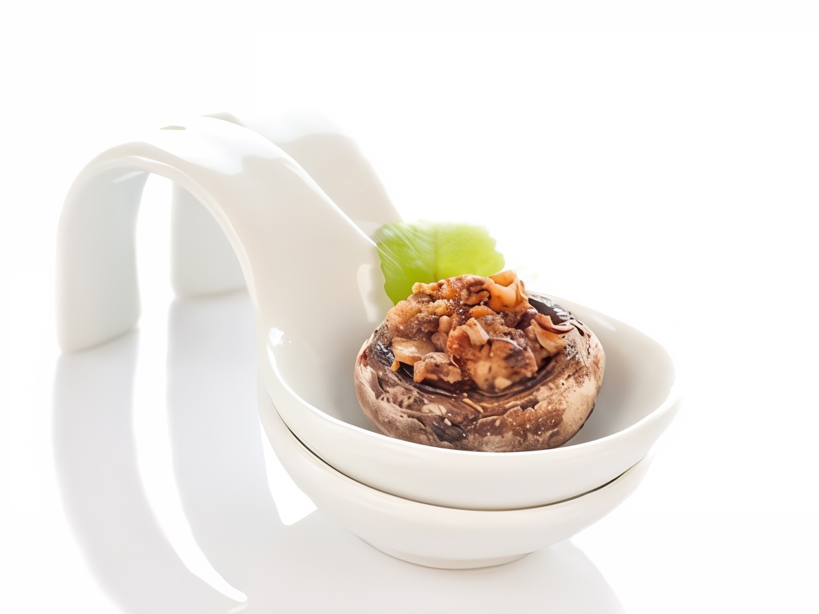 Mushrooms Stuffed with Crab Meat, Parmesan, and White Onion