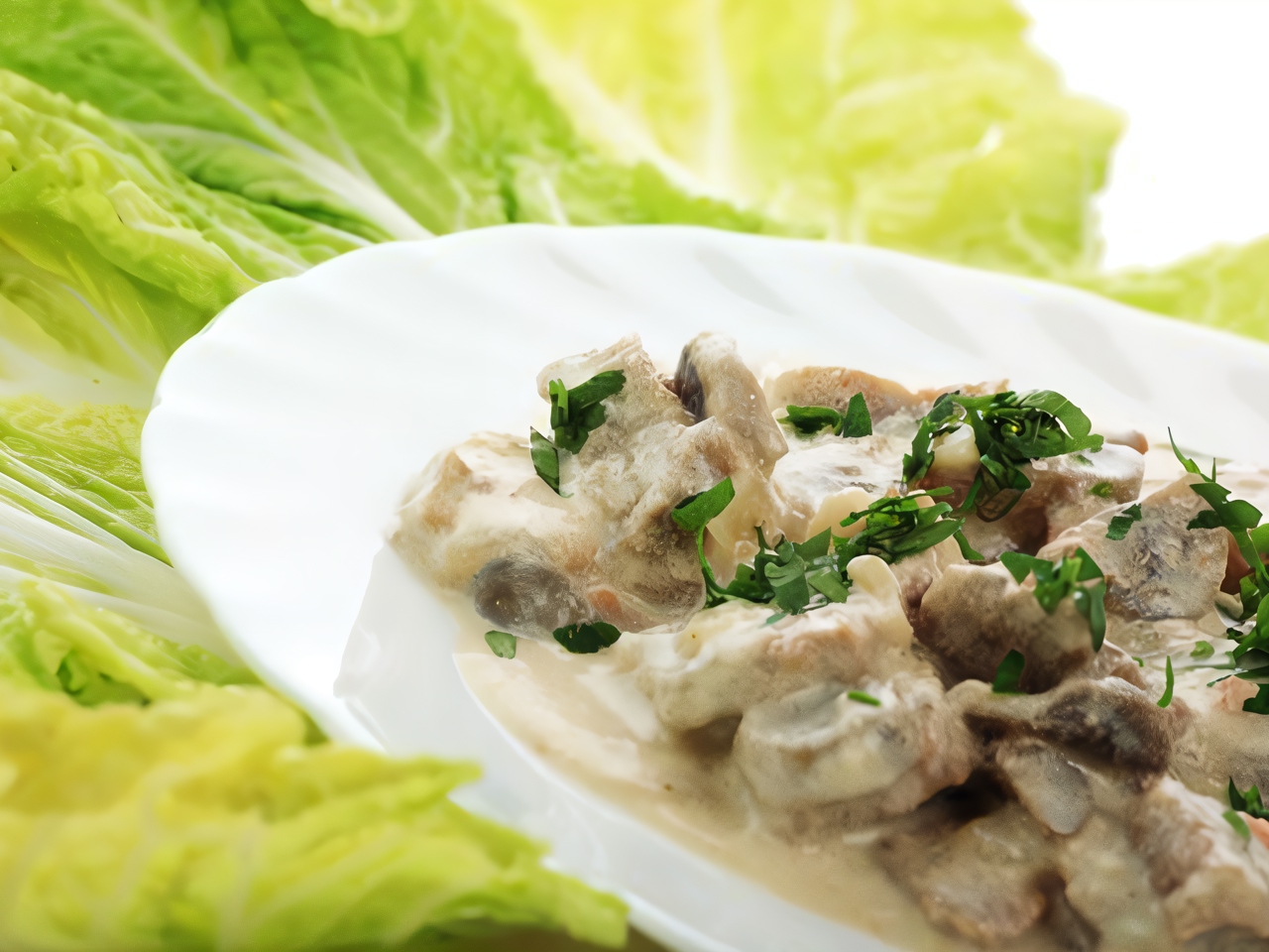 Mushroom Salad with Ham