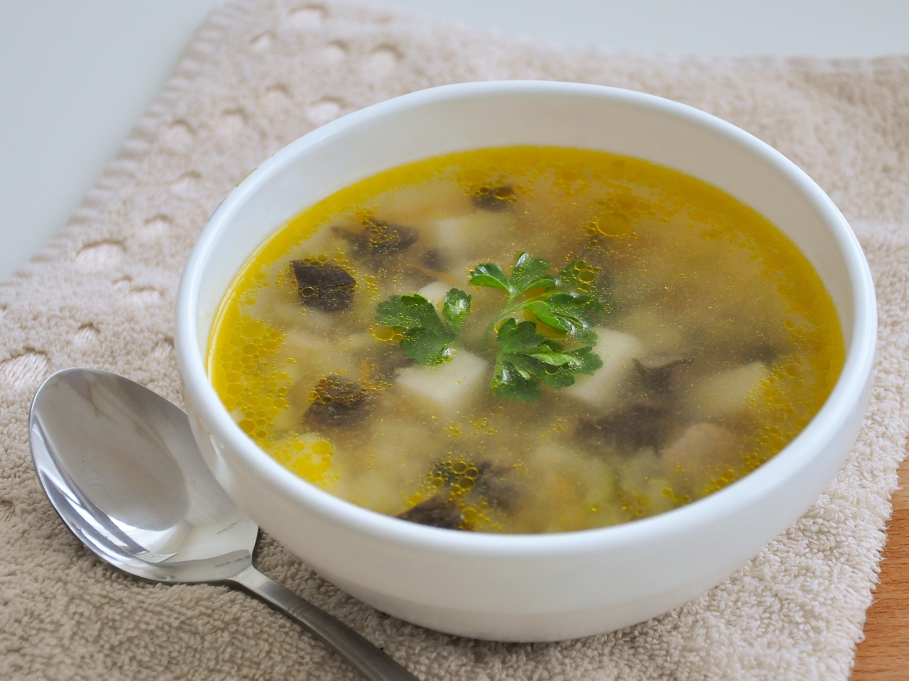 Mushroom Soup with Barley and Celery