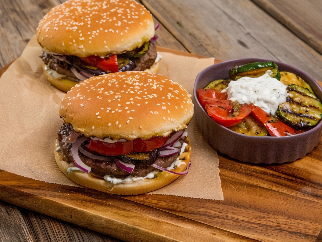 Grill Burger with Tzatziki