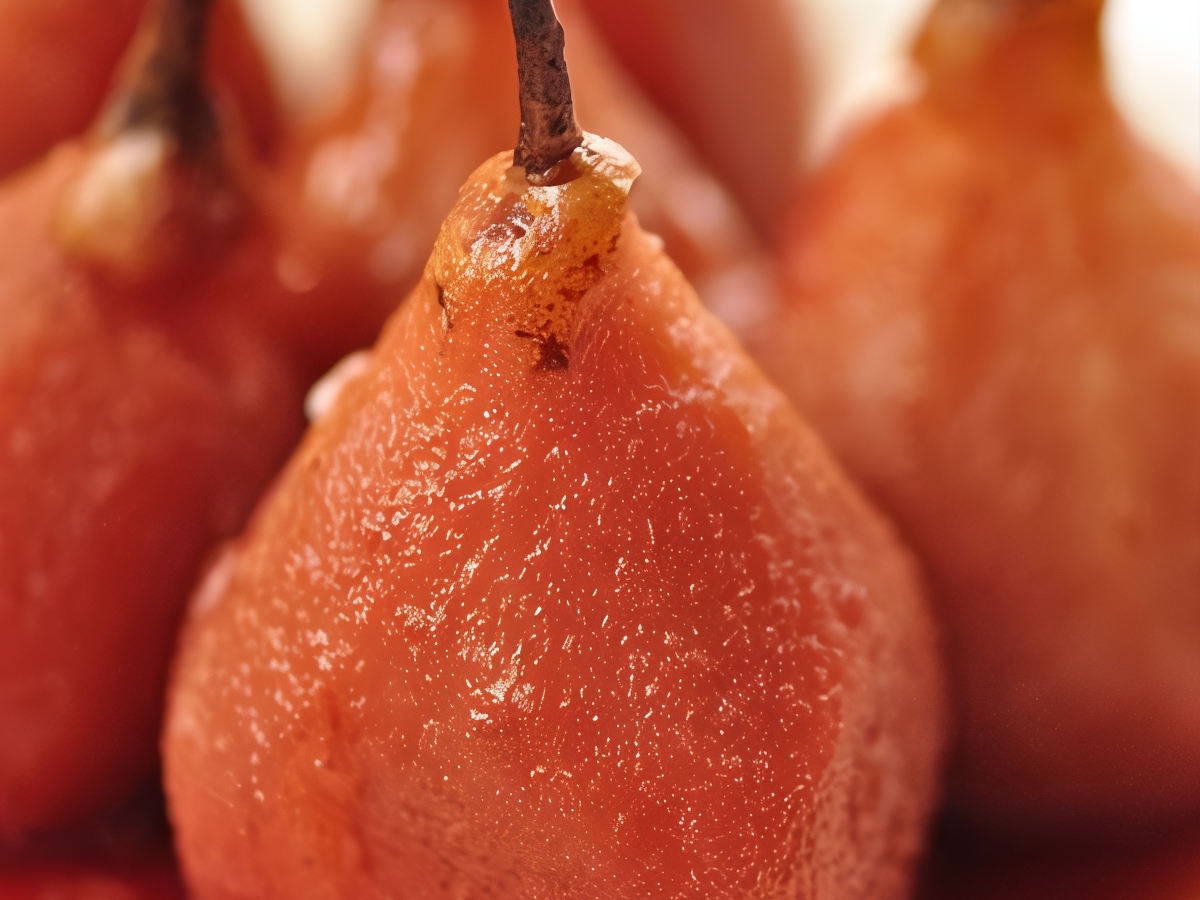 Pears with Cranberries in Honey Syrup with Spices