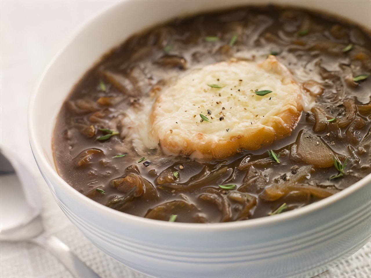 Thick Onion Soup with Cheese Rolls