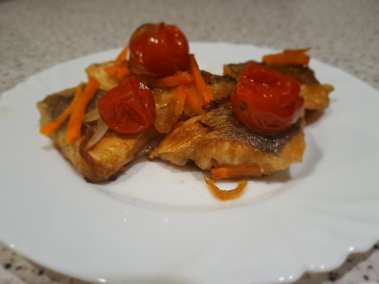 Hake with Vegetables in a Skillet