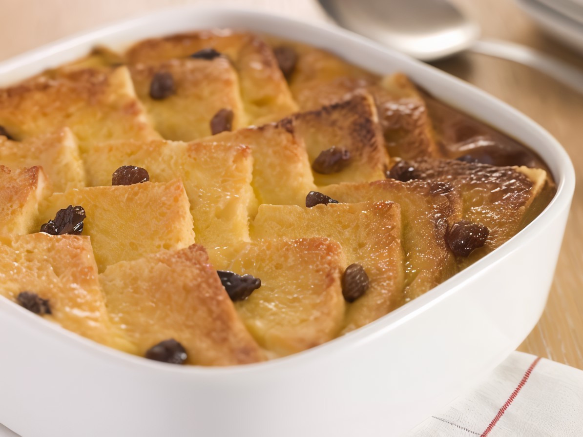 Bread Pudding with Raisins and Cinnamon