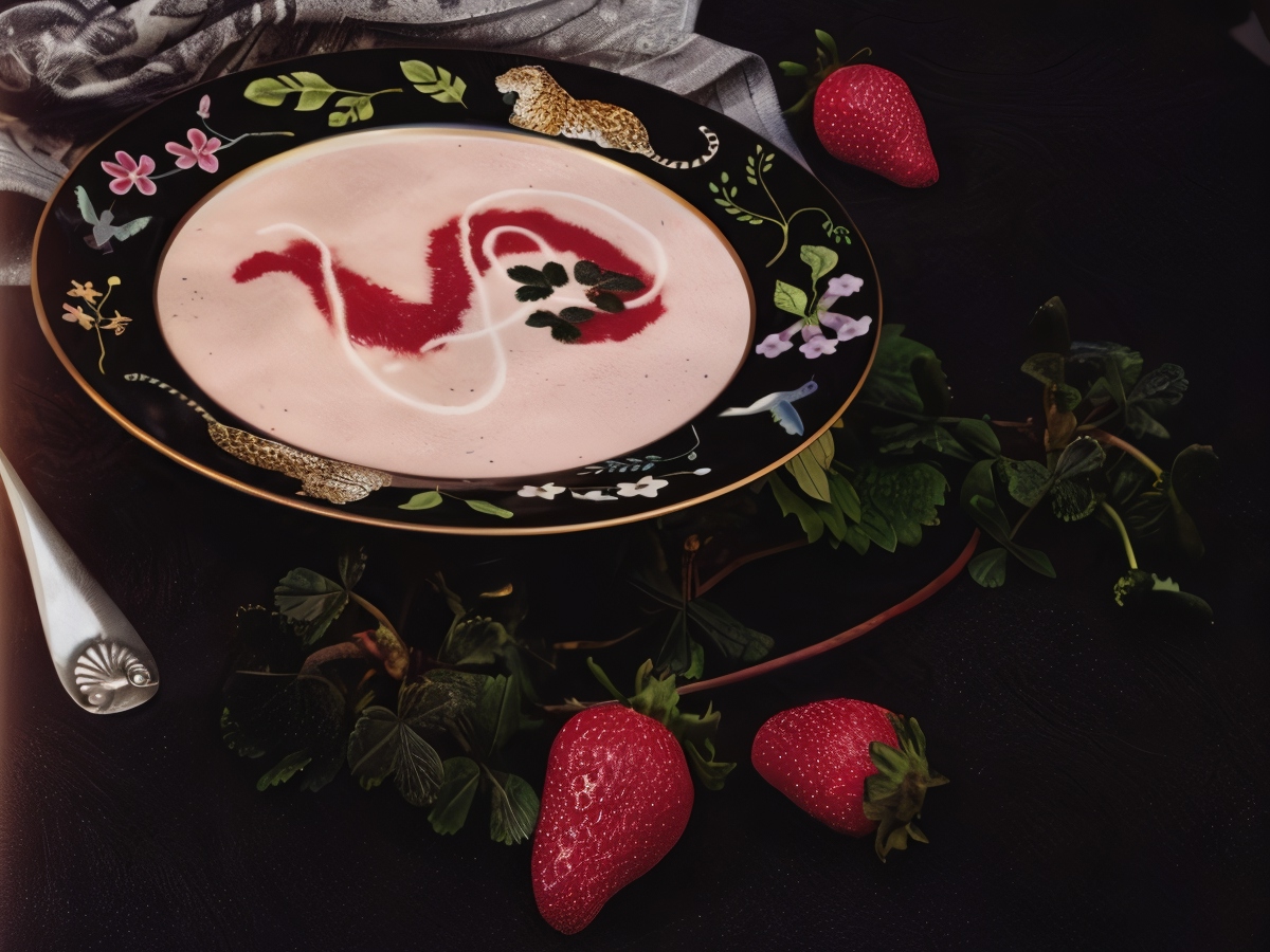 Cold Berry Soup with Blueberry Sauce