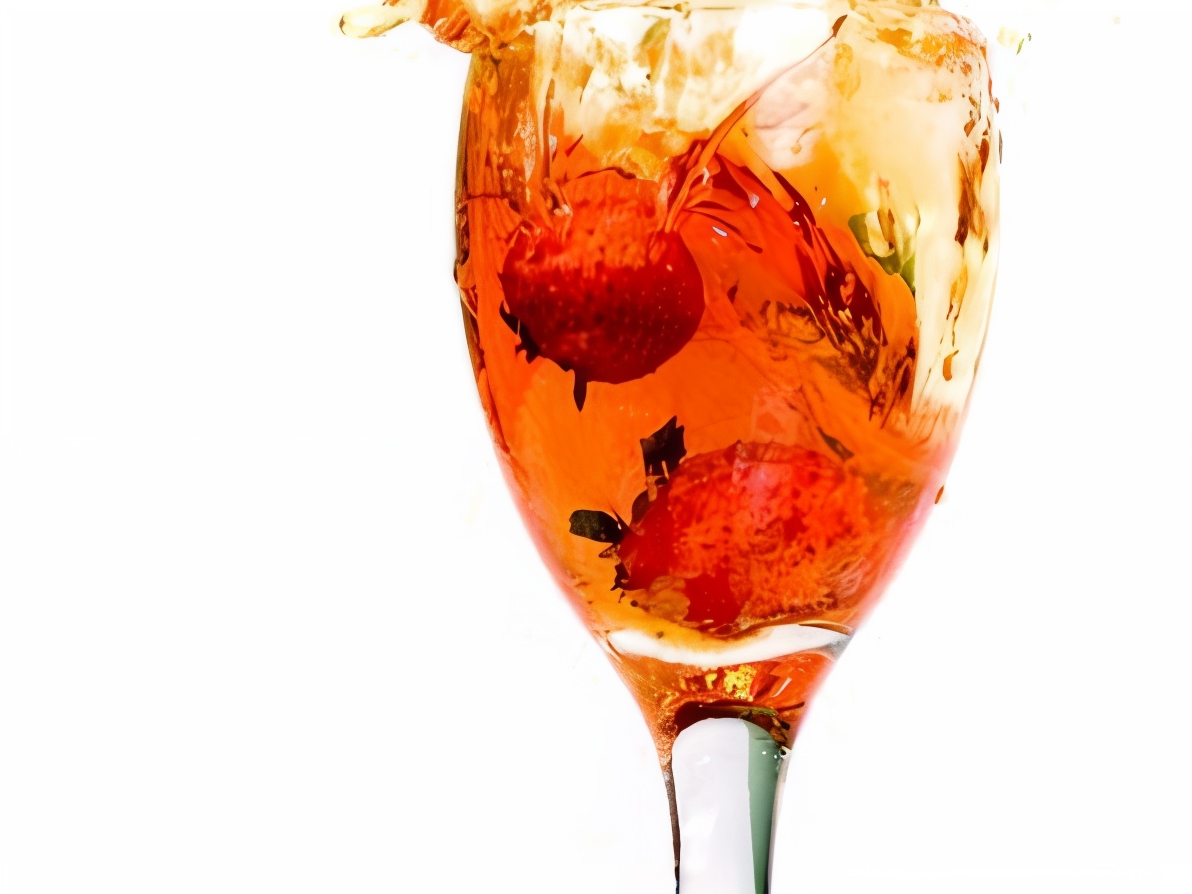 Cold Punch with Ginger Ale, Grenadine, and Strawberries