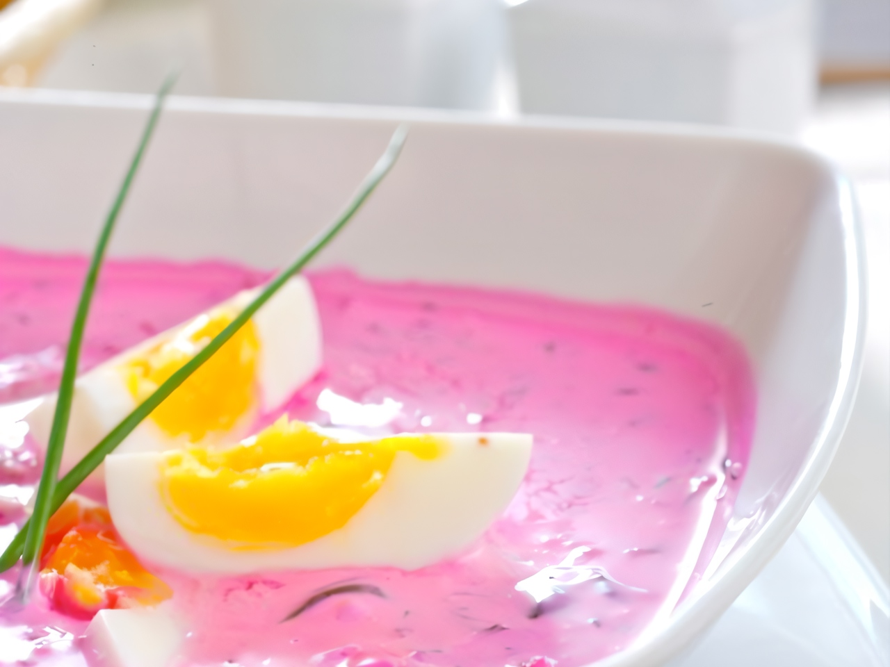 Cold Beet Soup with Cucumbers, Sorrel, and Birch Juice