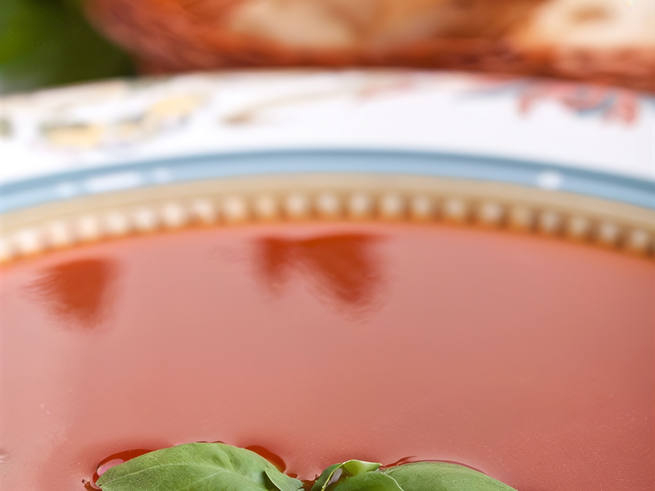 Cold Tomato Soup with Basil