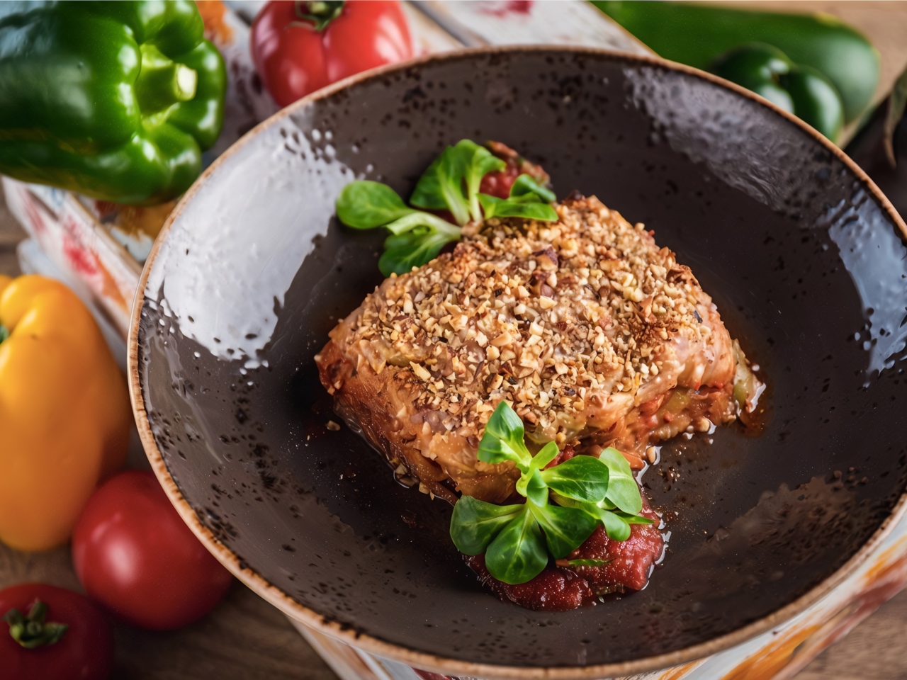 Crispy Vegetable Lasagna with Hazelnut Crust