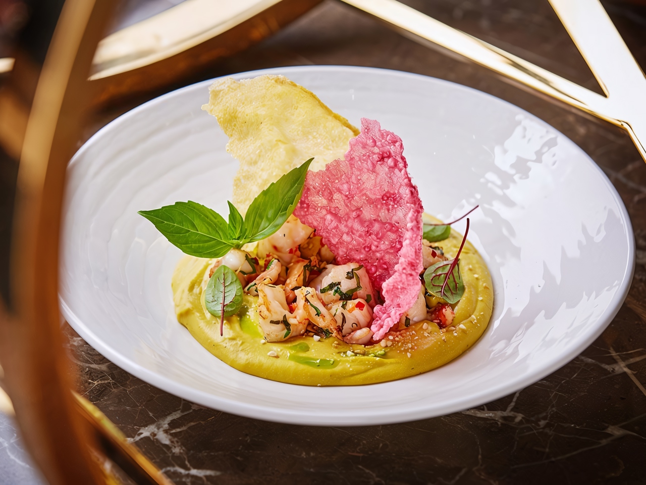 Sweet Potato Hummus with Shrimp