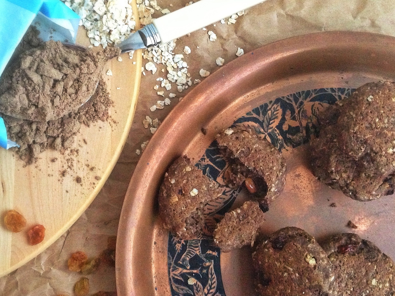 Ginger Cookies with Flaxseed Meal and Oats