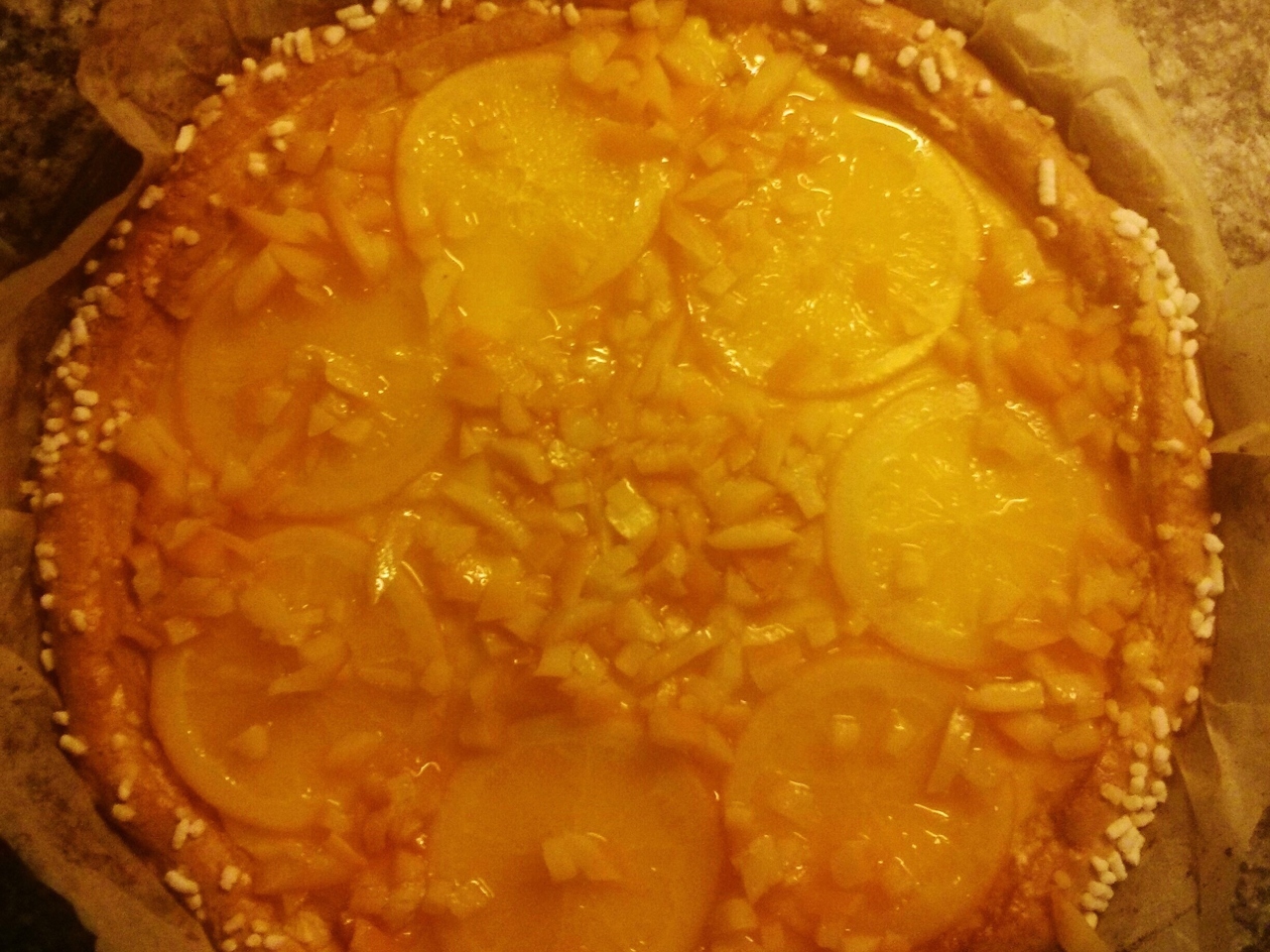 Italian Crostata with Pastry Cream and Caramelized Oranges