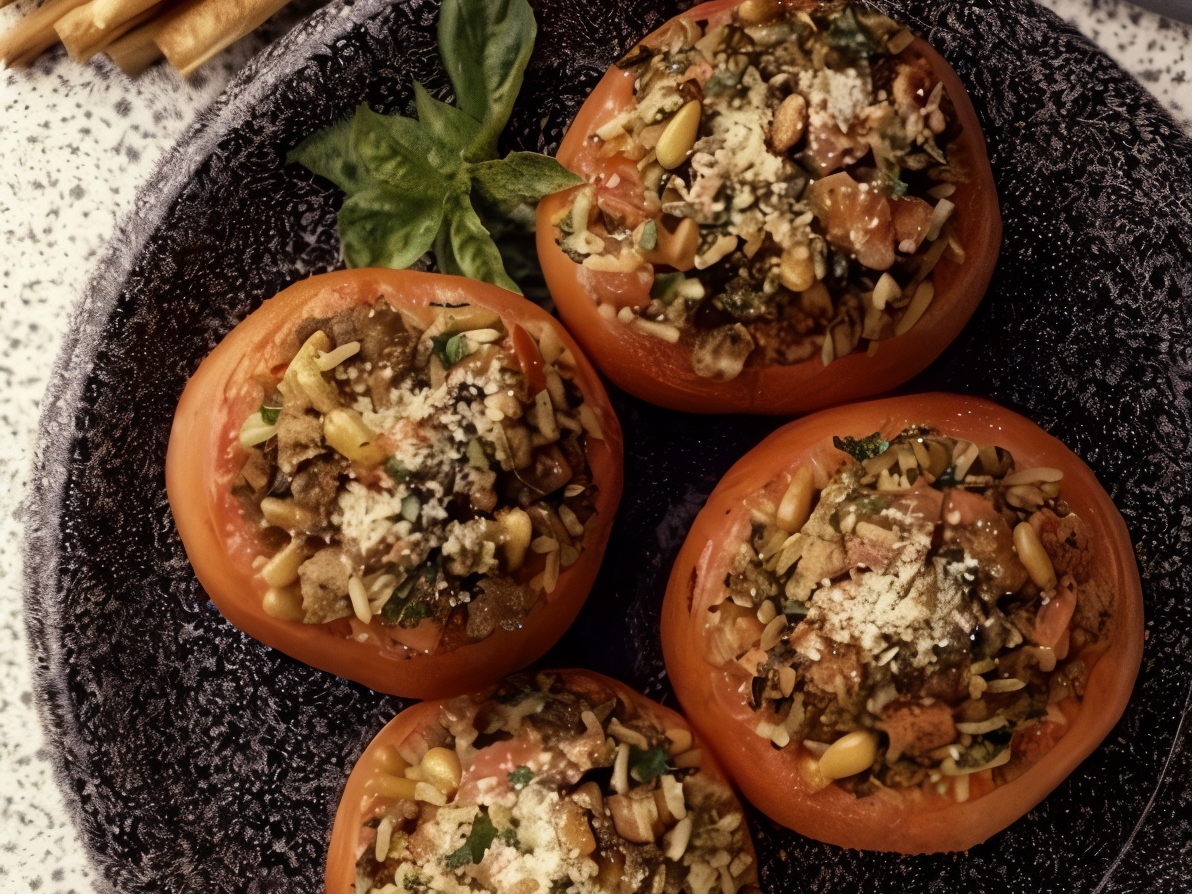 Italian Stuffed Risotto Tomatoes with Saffron and Basil