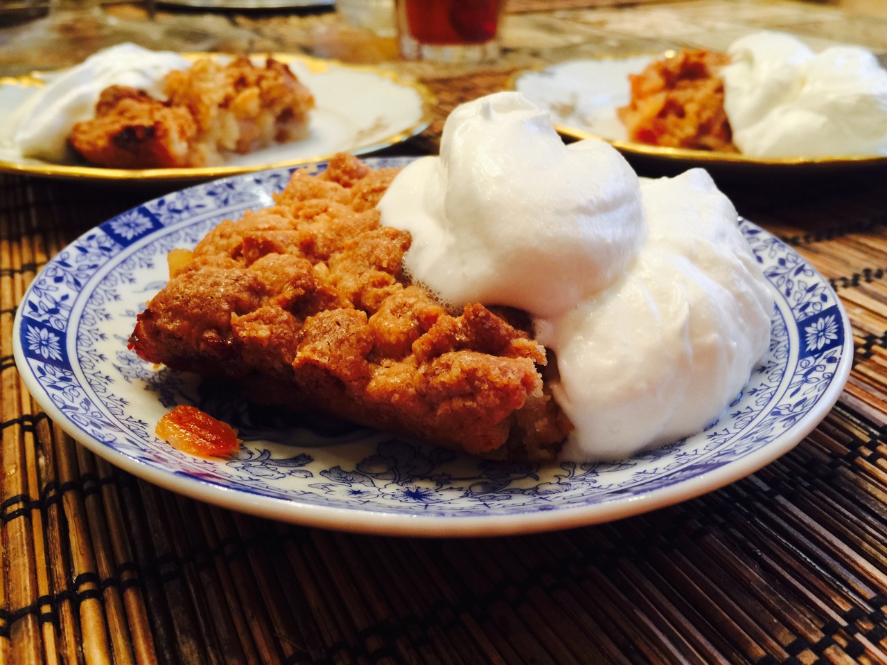 Apple Crumble with Cinnamon and Whipped Cream