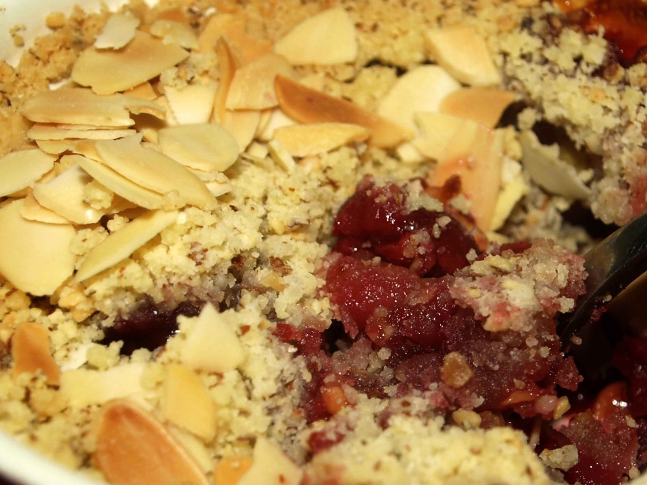 Apple Crumble with Cherry and Almond
