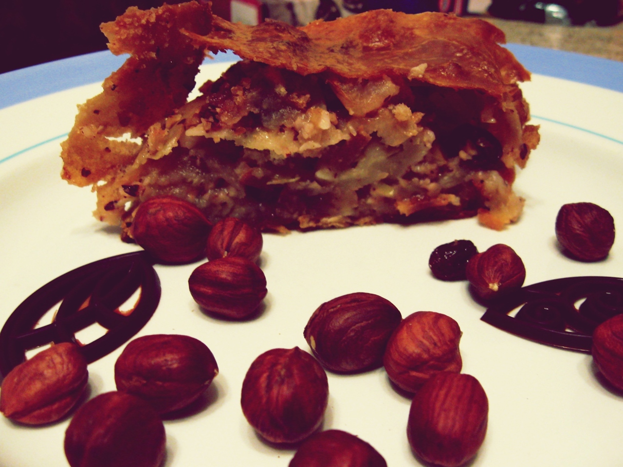 Apple Strudel with Nuts, Raisins, and Cinnamon