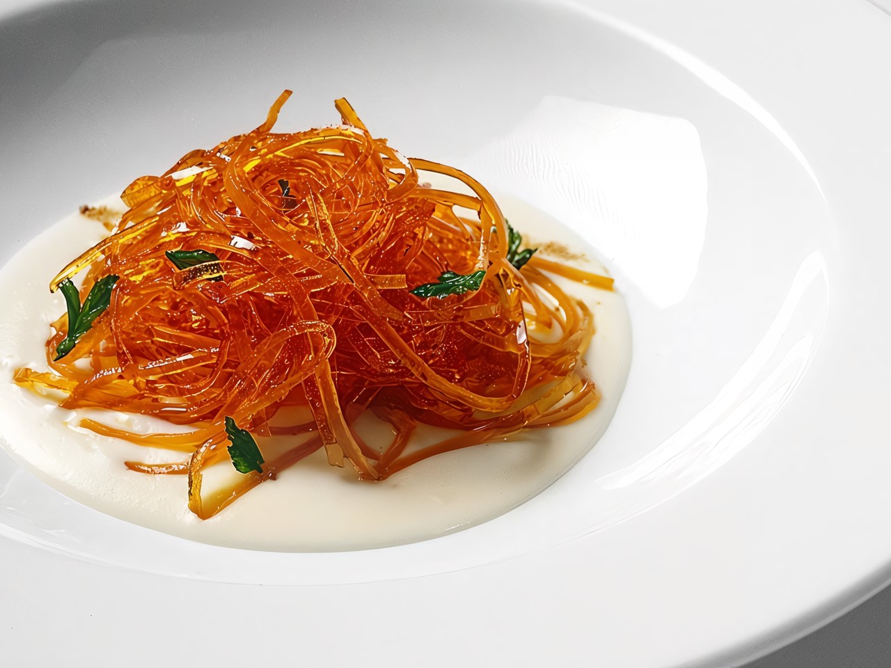 Egg Spaghetti with Garlic Cream