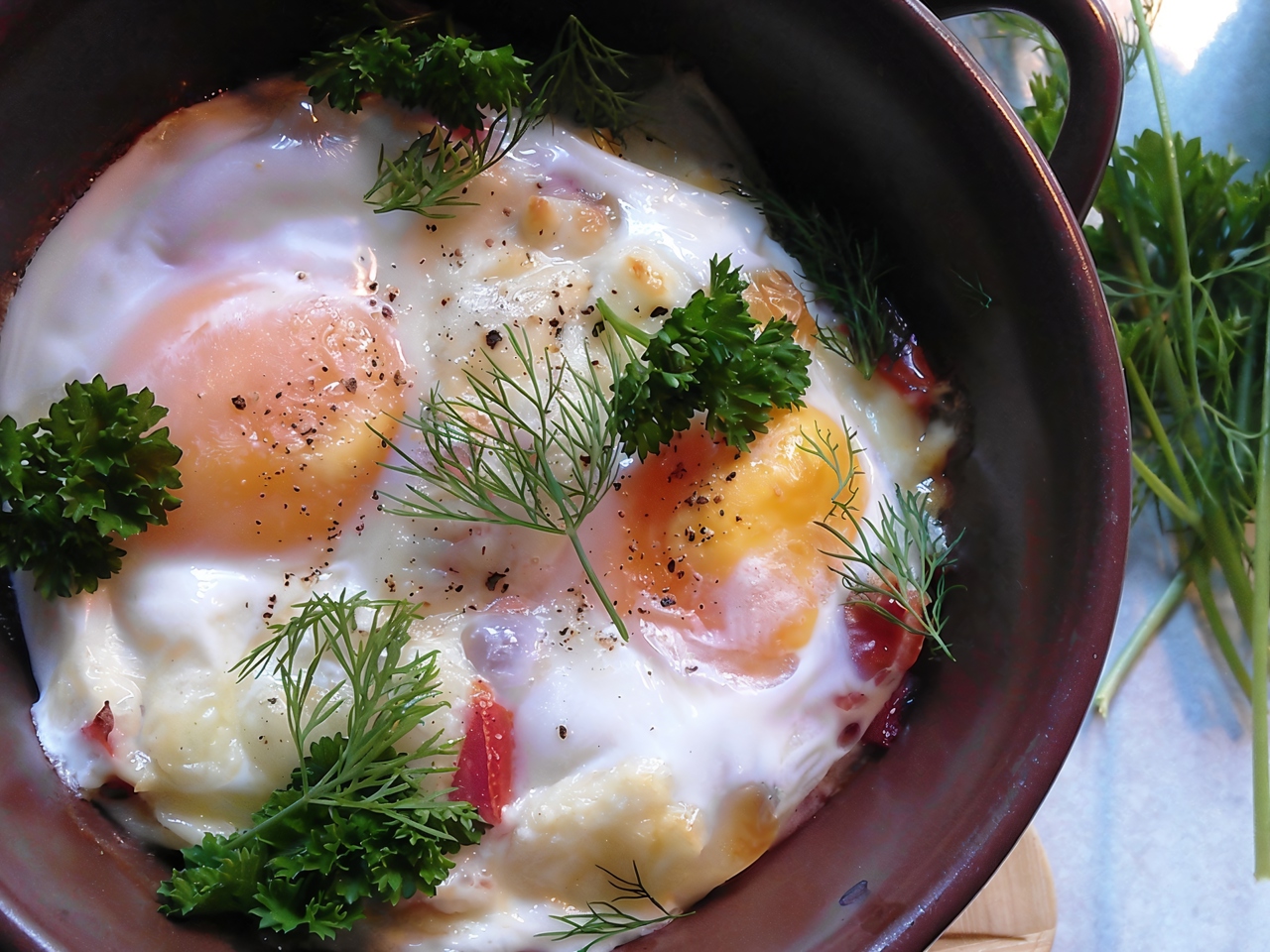 Baked Eggs with Bacon