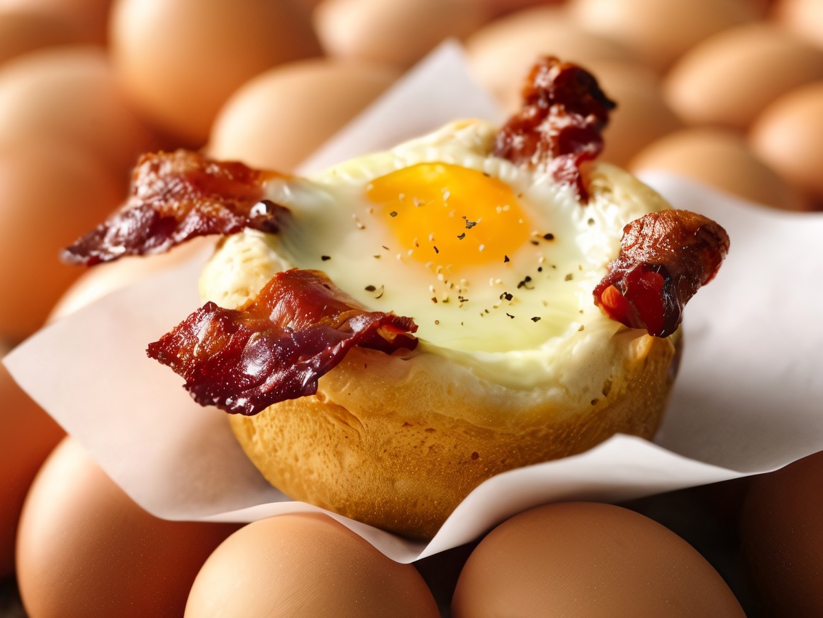 Egg with Bacon in a Bread Basket