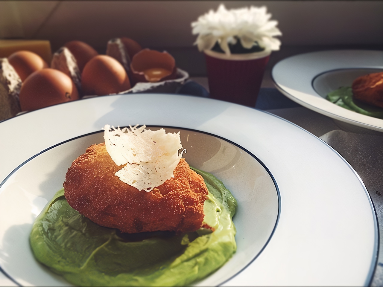 Egg in a Golden Coat with Avocado Puree