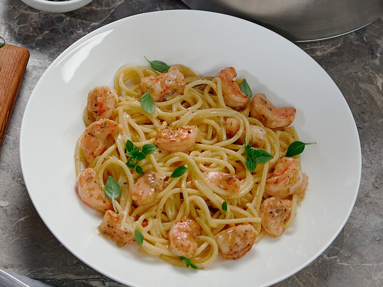 Cacio e Pepe with Shrimp