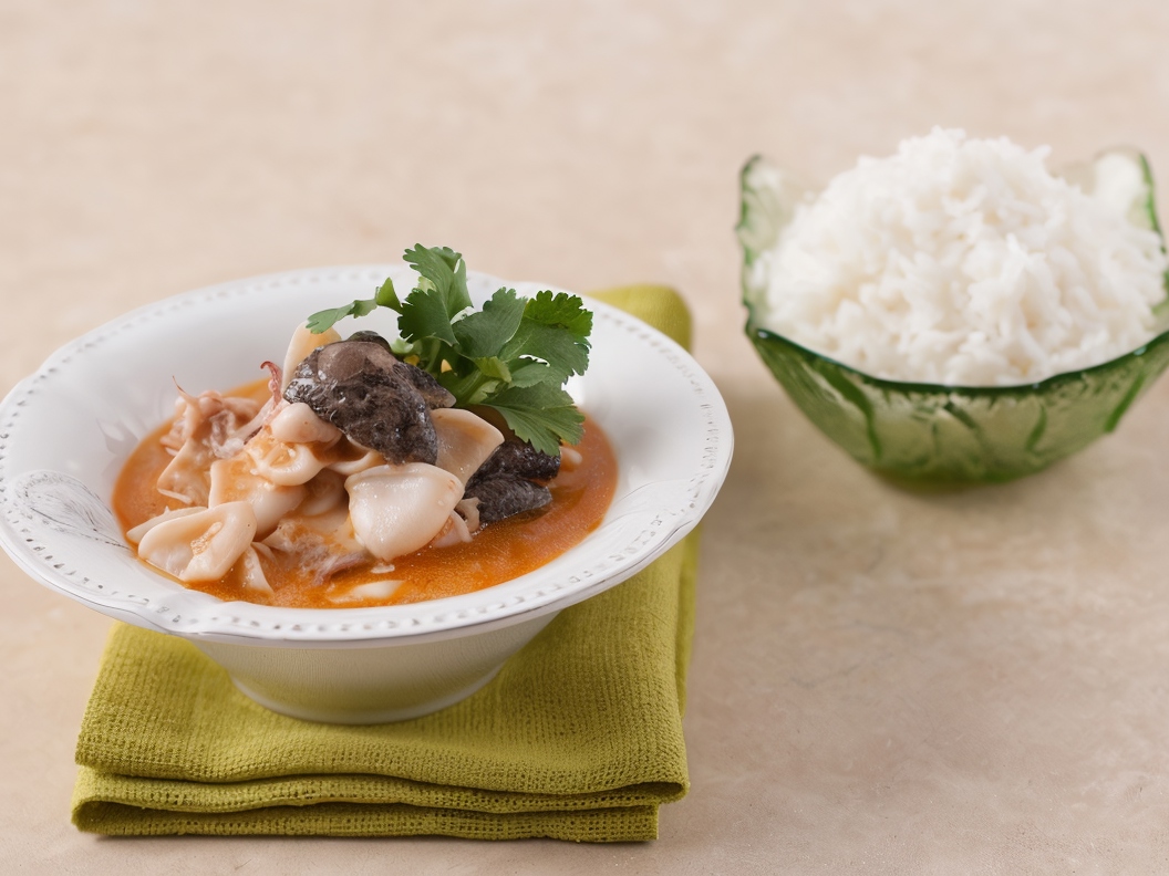 Squid in Coconut Sauce with Jasmine Rice