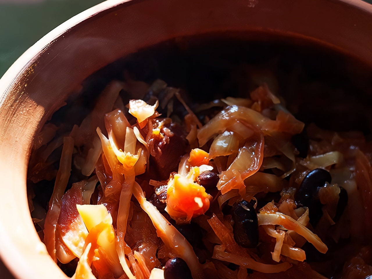 Cabbage, Beetroot, Pumpkin, and Beans Stewed in a Pot