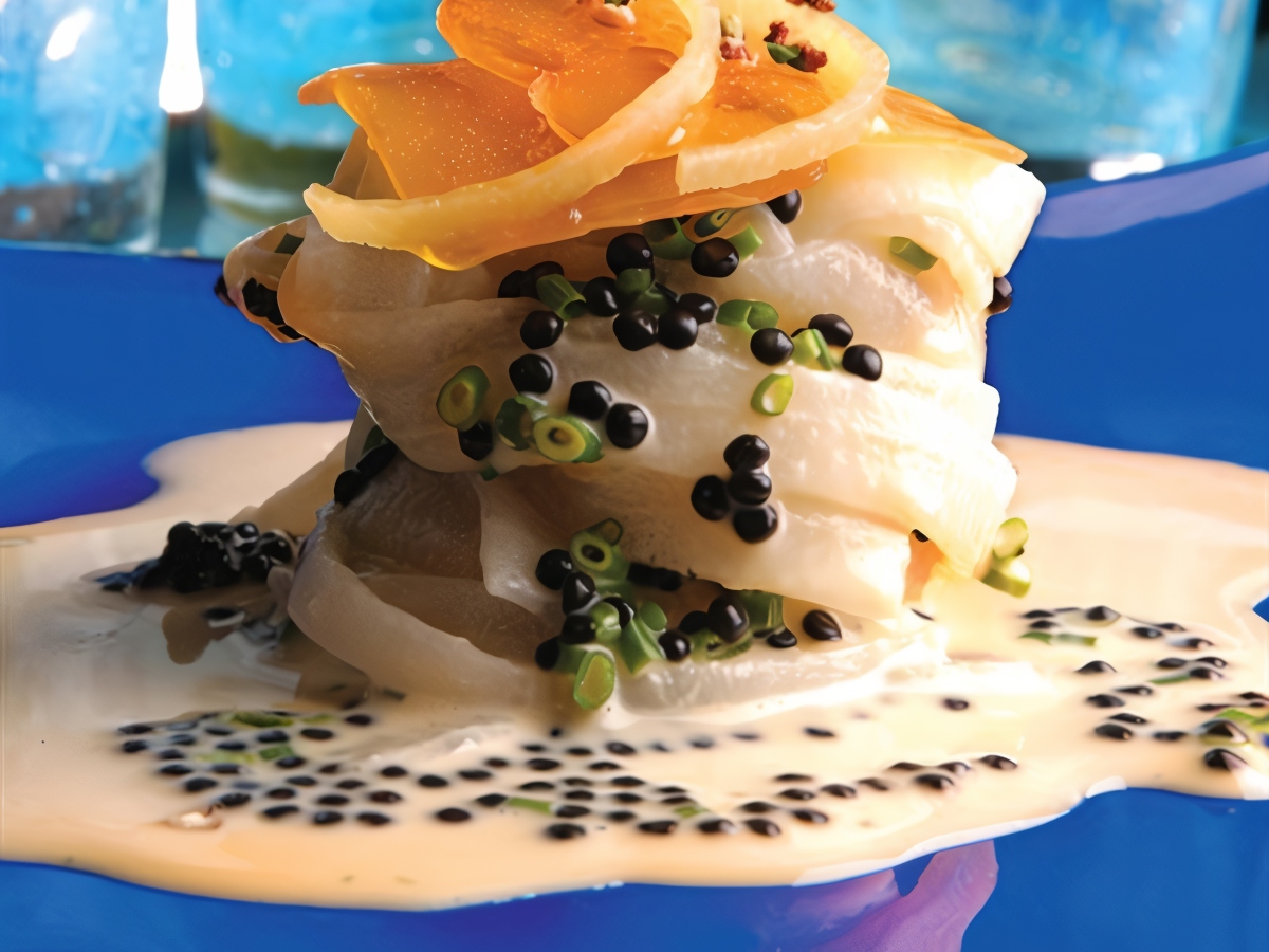 Daikon Carbonara with Mullet Roe and Lemon Zest