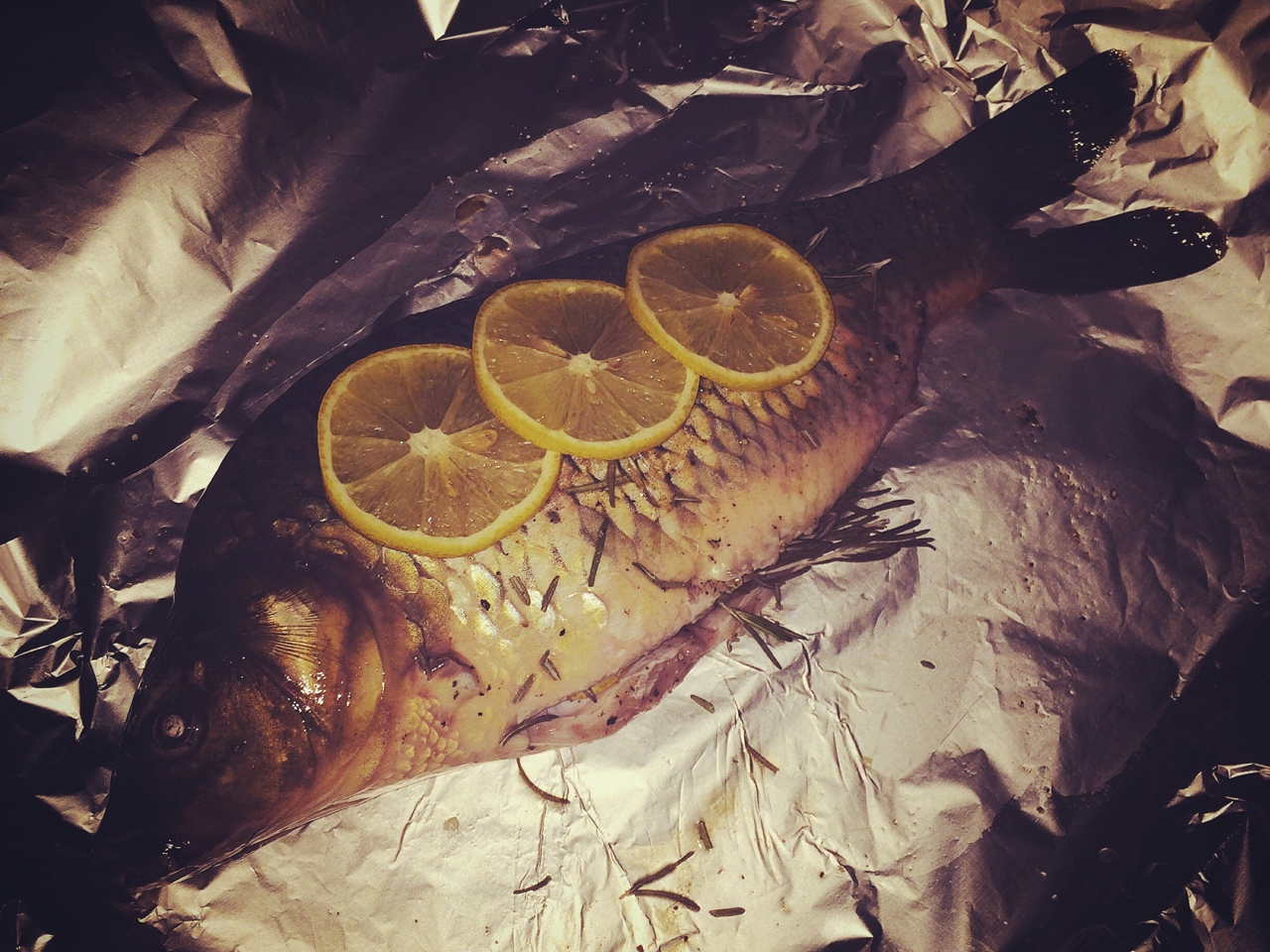 Carp with Rosemary on Coals