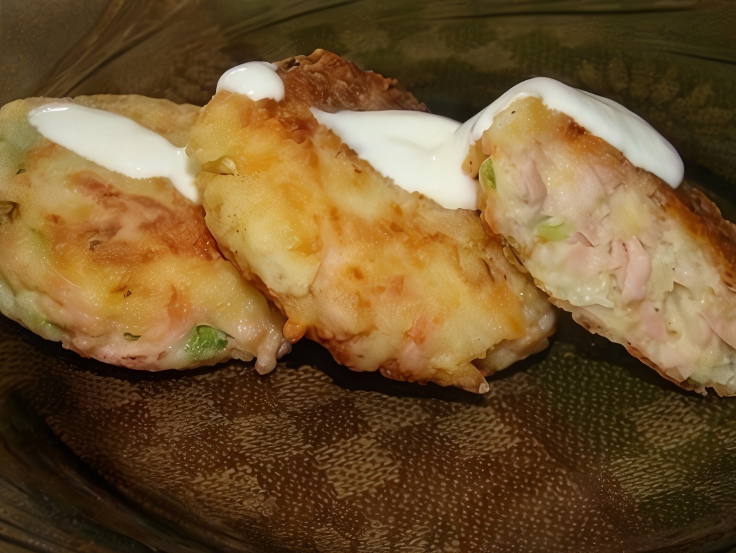 Potato Patties with Cheese and Ham