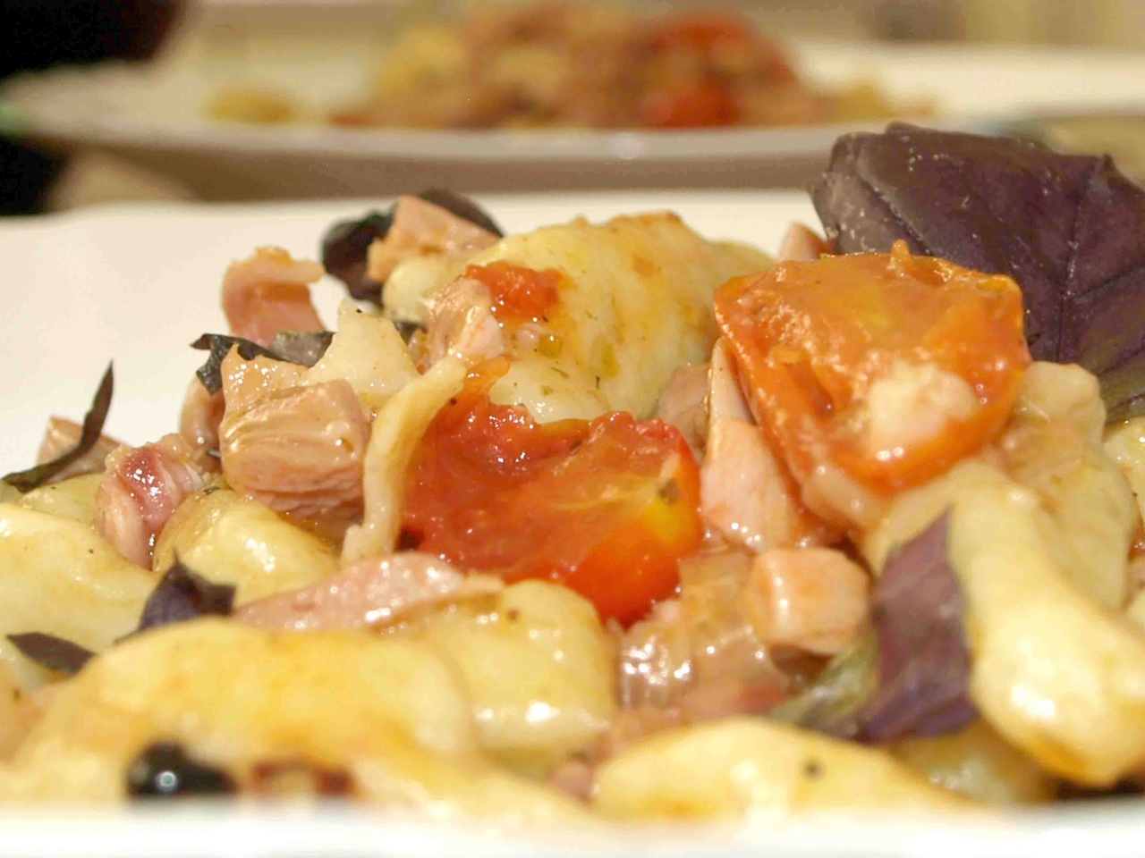Potato Gnocchi with Cherry Tomatoes and Smoked Chicken
