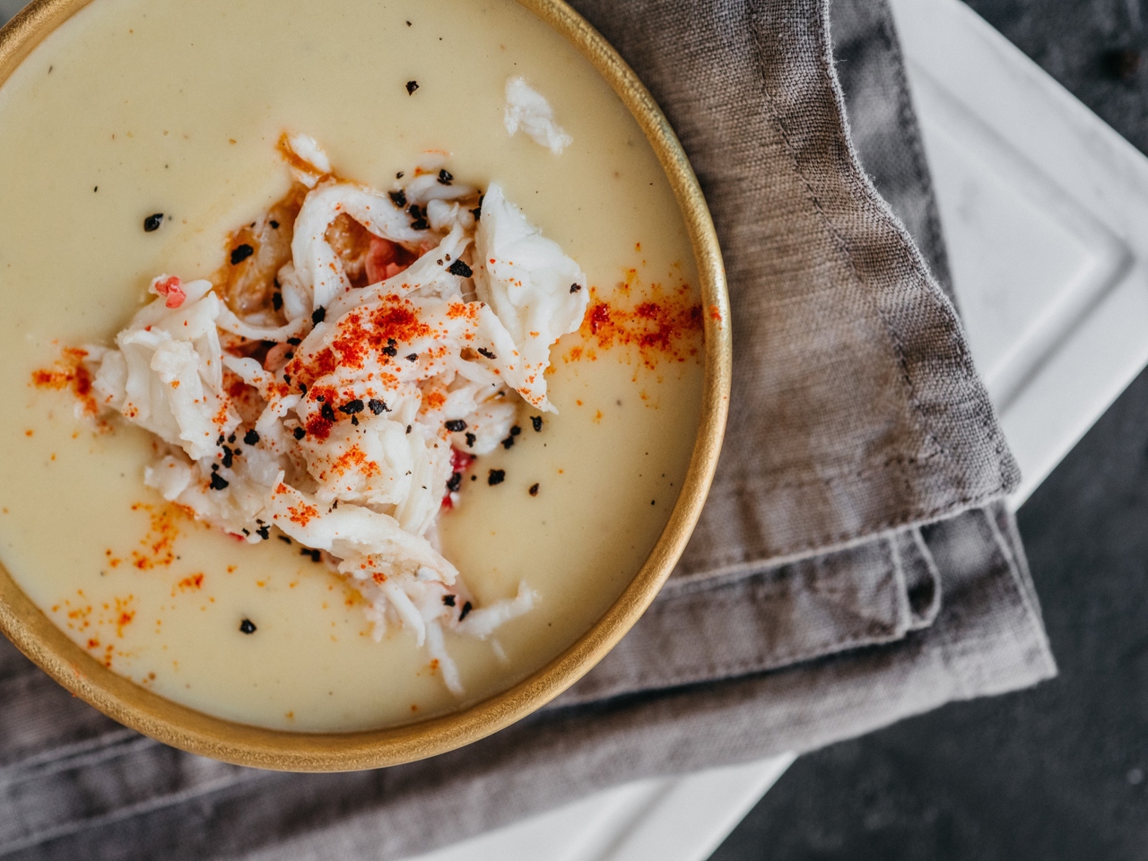 Mashed Potatoes with Crab and Bisque Sauce