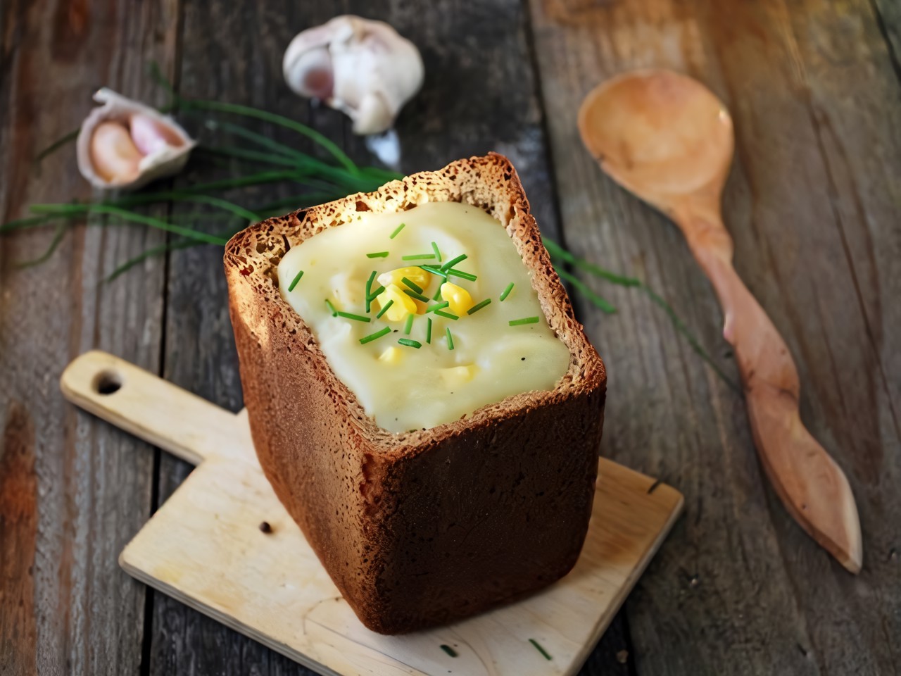 Potato Cream Soup in Bread