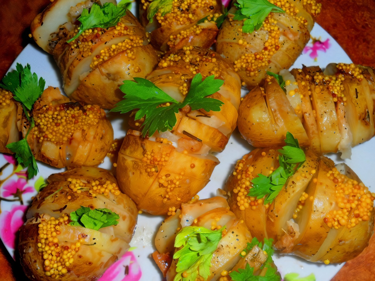 Harmonica Potatoes with Sour Cream Sauce