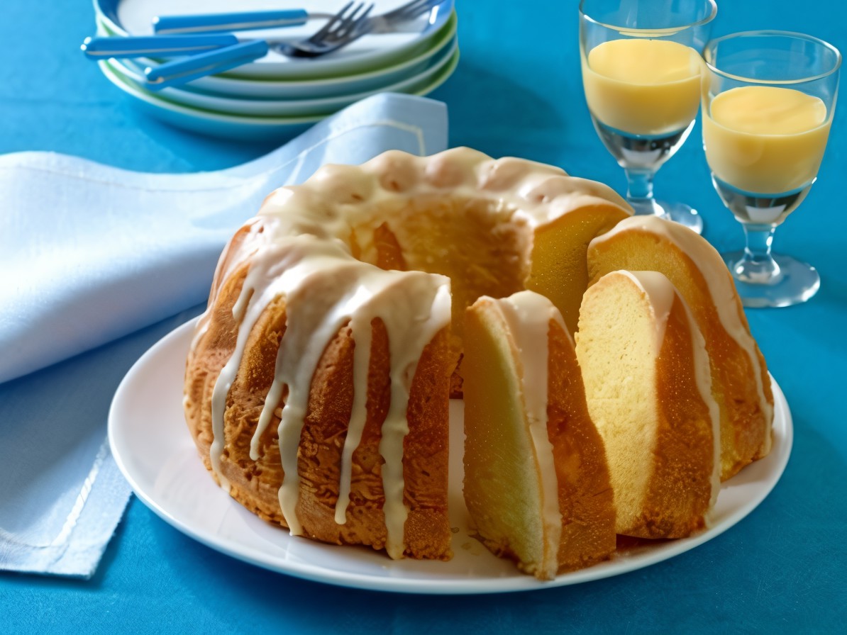 Egg Liqueur Cake with Nuts and Cocoa