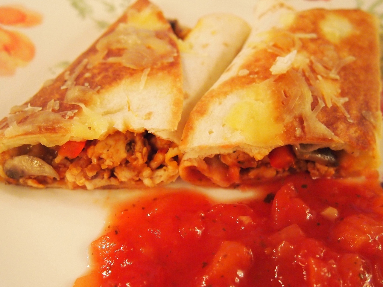 Chicken and Mushroom Quesadilla