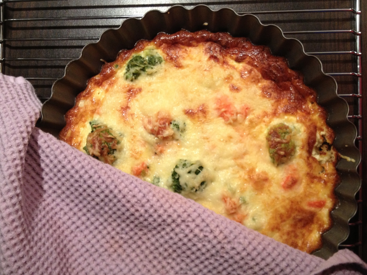 Trout and Broccoli Quiche