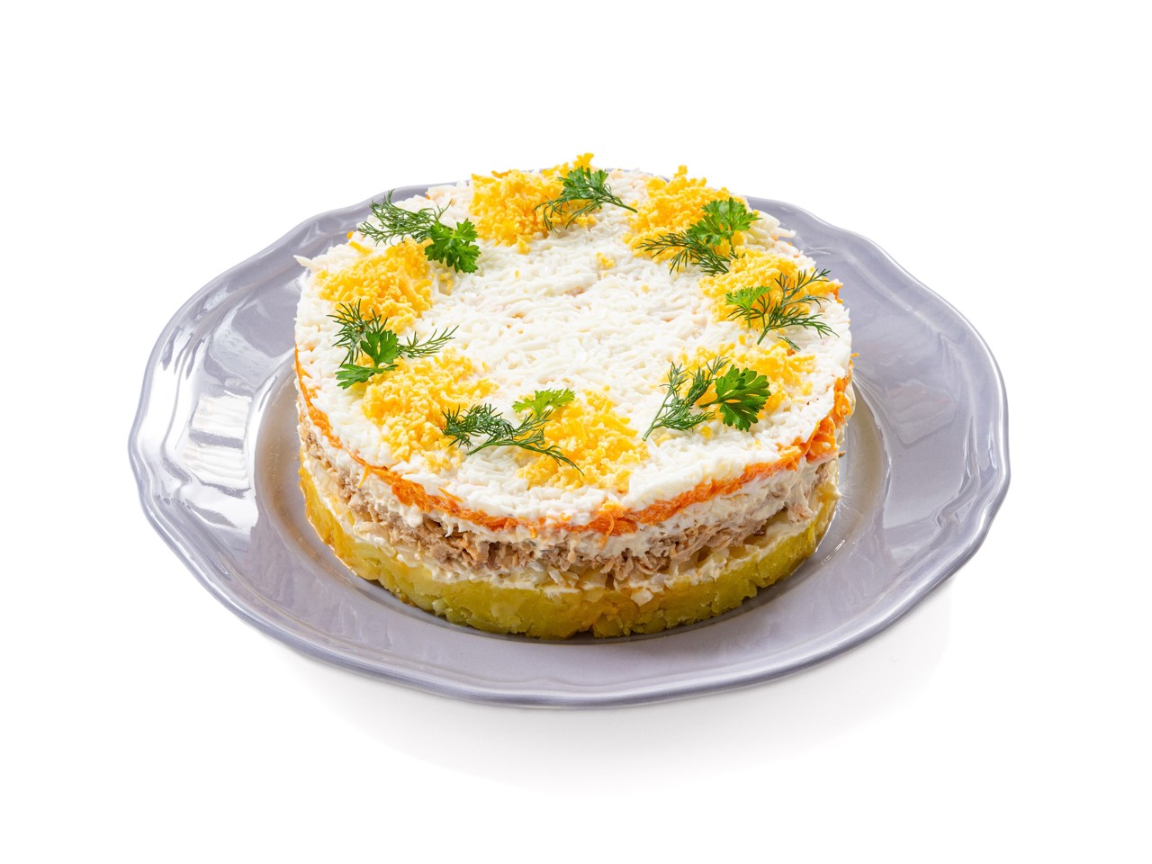 Classic Mimosa Salad with Canned Fish