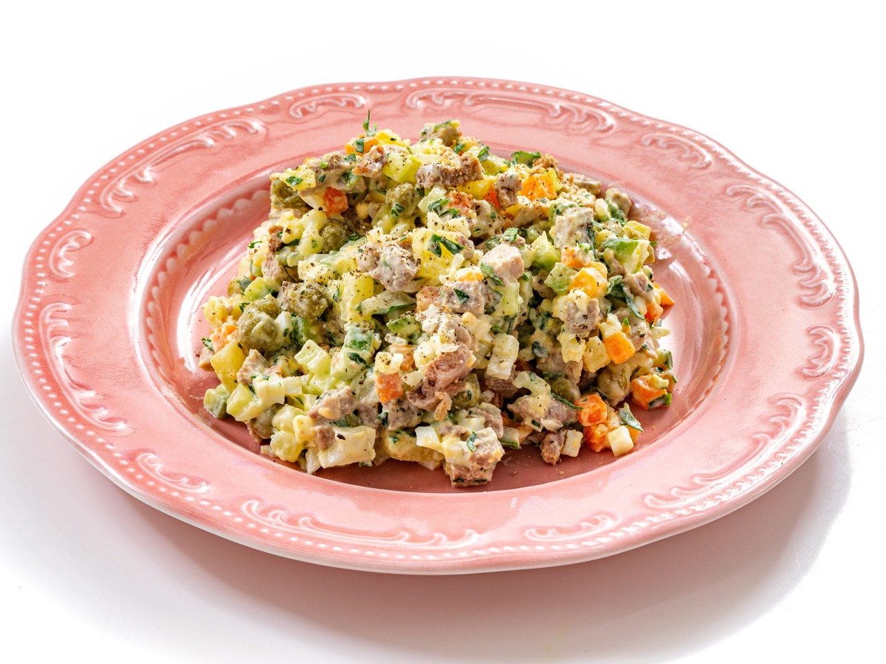 Classic Olivier Salad with Beef