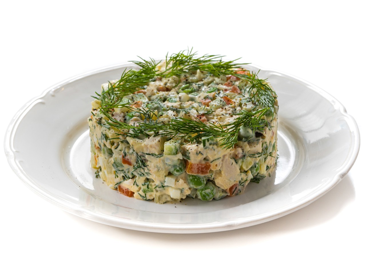 Classic Olivier Salad with Chicken and Fresh Cucumbers