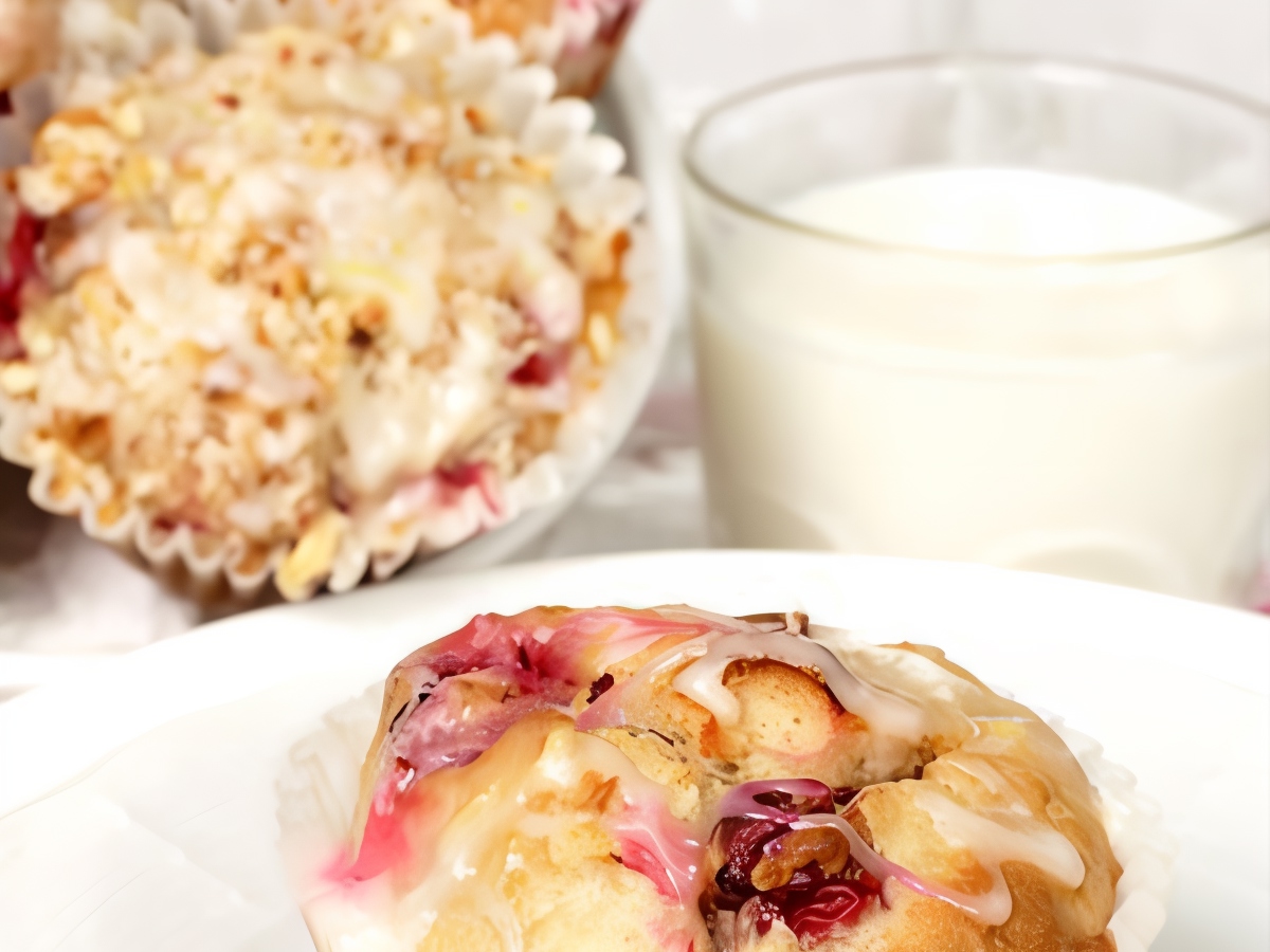 Cranberry Muffins with Orange Zest in White Orange Glaze