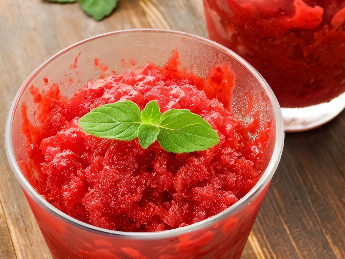 Strawberry Sorbet with Lime Juice and Tequila