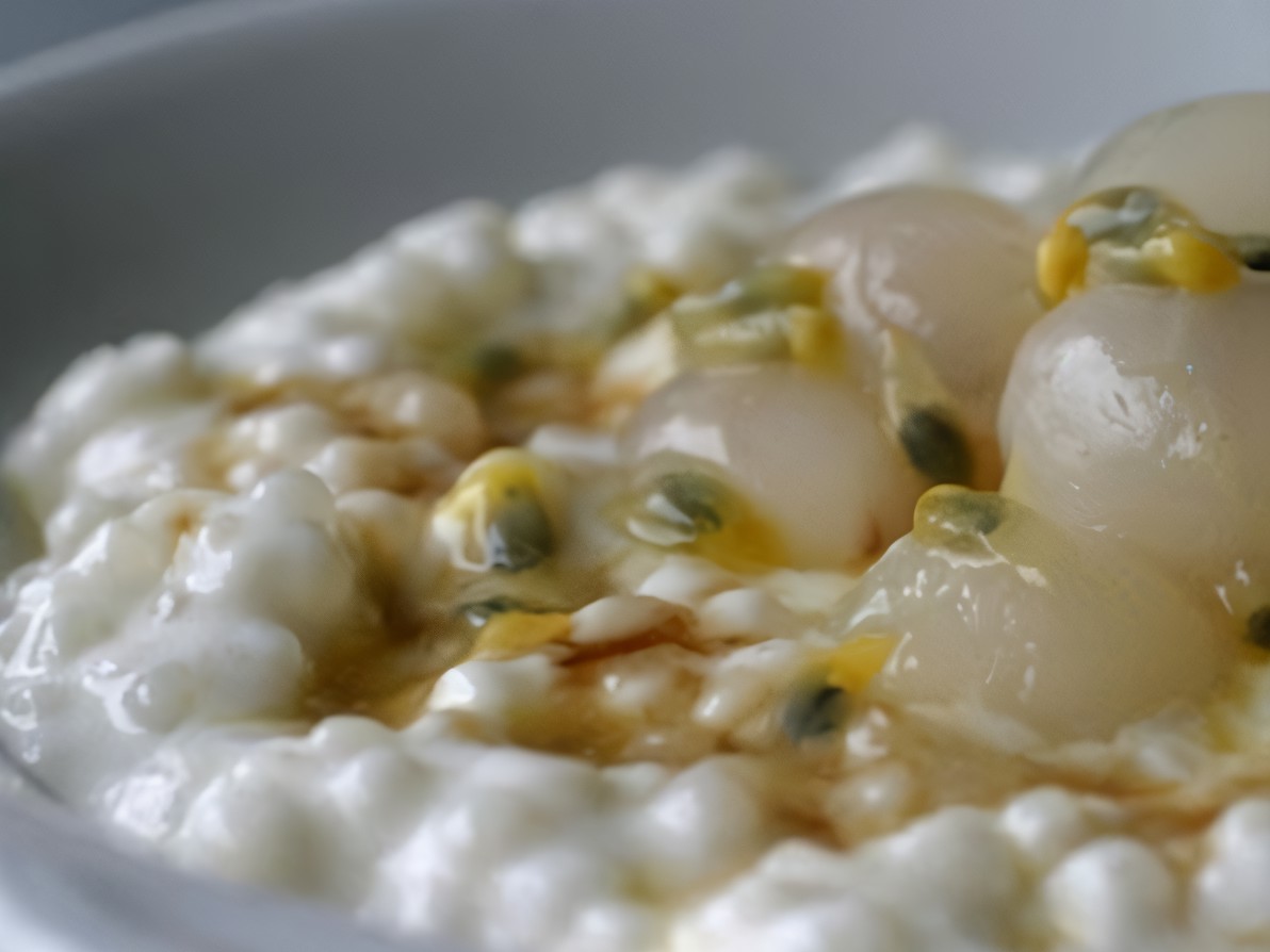Coconut Tapioca with Lychee and Passion Fruit