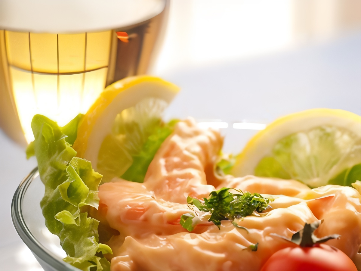 Cocktail of Royal Shrimp with Cherry Tomatoes and Yogurt-Lemon Sauce