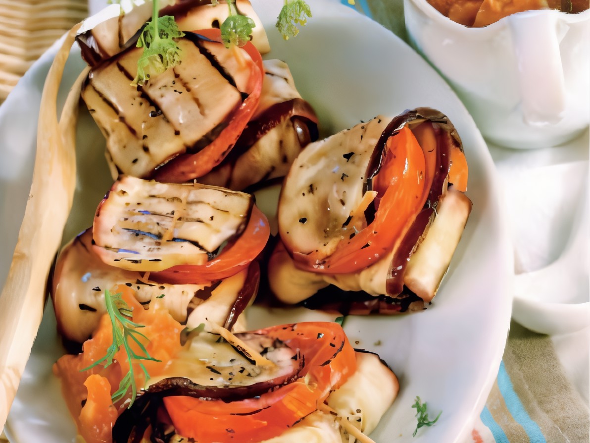 Eggplant Wraps with Tomatoes and Horseradish