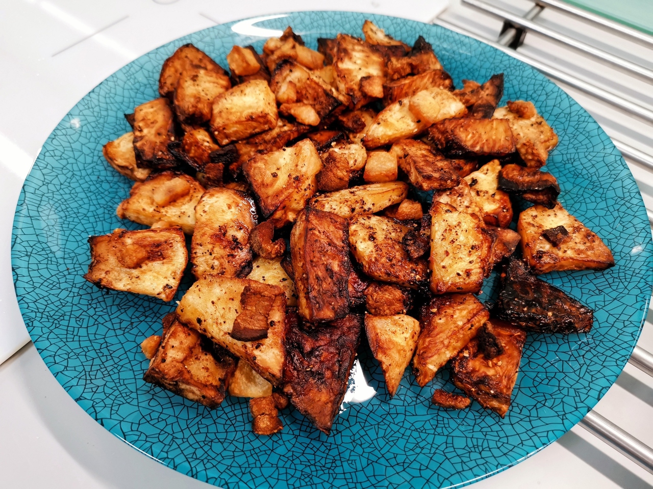 Celery Root Fried in Bacon