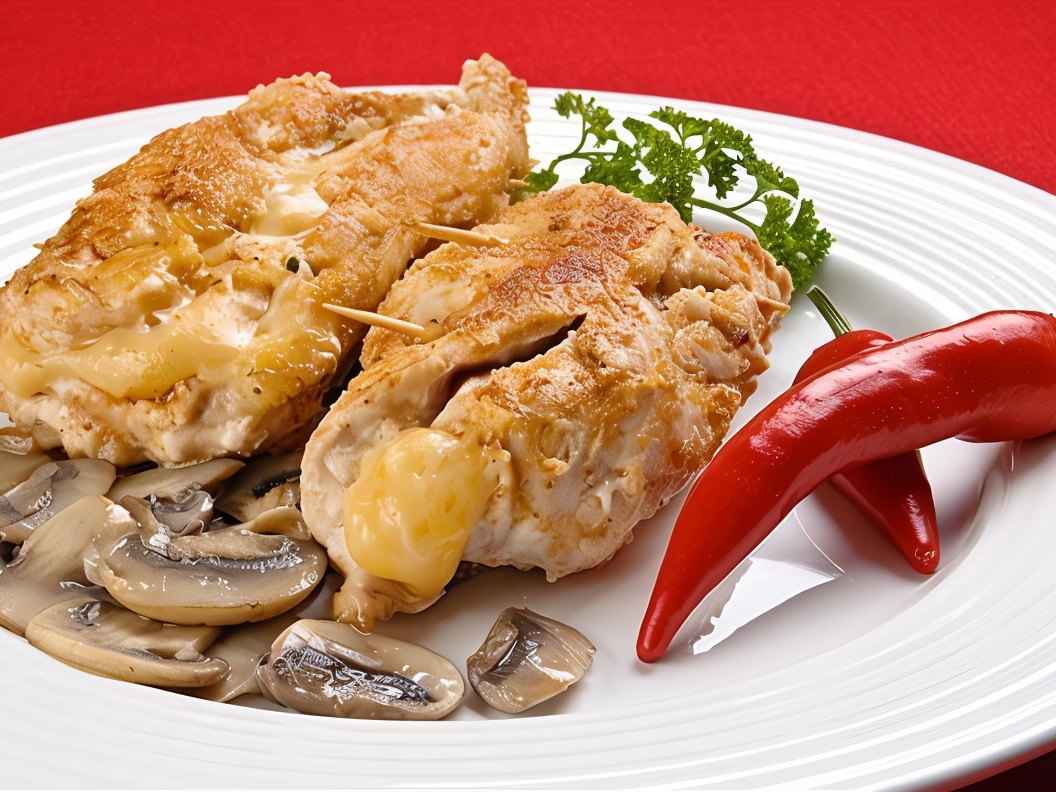 Chicken Cutlets Stuffed with Chicken Mousse and Mushrooms