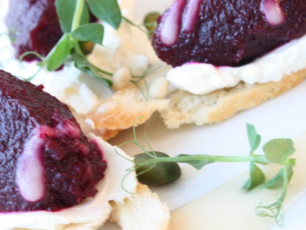 Goat Cheese with Roasted Beetroot and Pear 'Butter'